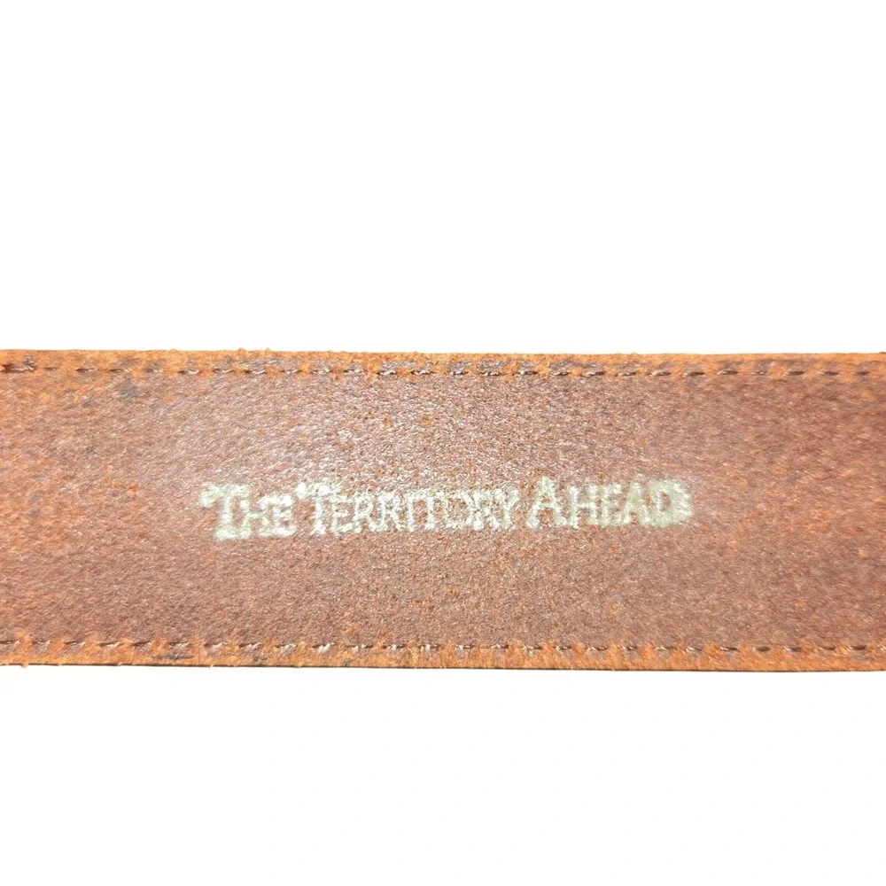The Territory Ahead Leather‎ Belt Mens 38 Tan Braided Multi Color Inlay Western